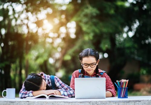 two-students-studying-together-online-with-laptop-park_1150-4115
